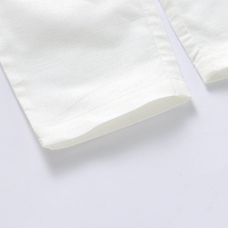 Soft 12M-5Y Linen Organic Cotton Long Pants Summer Spring White 